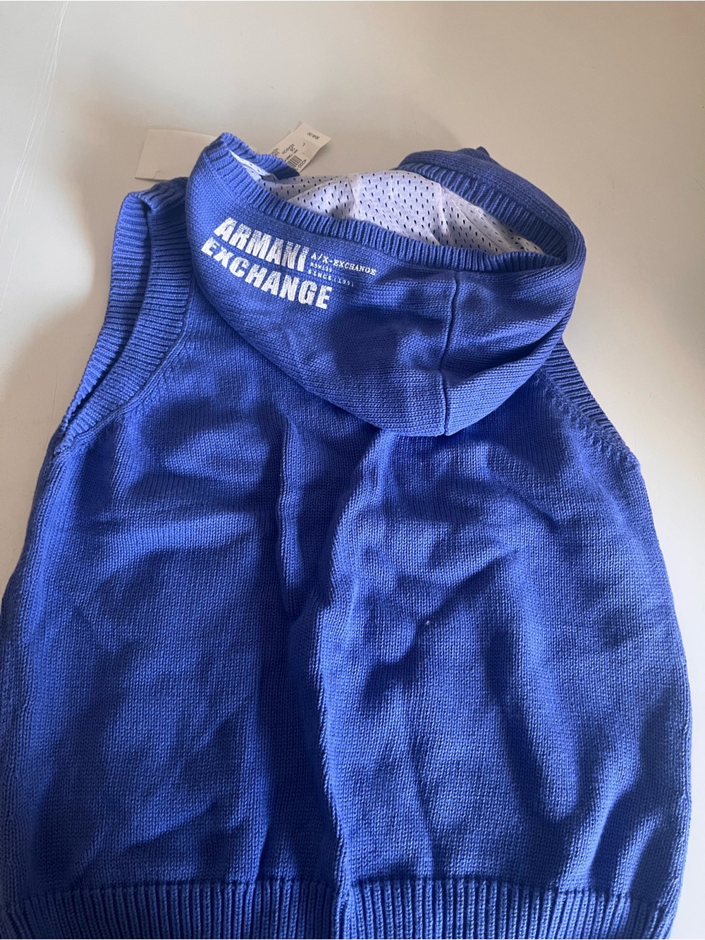 Armani Exchange Women’s Royal Blue Sleeveless Hooded Sweater - Picture 4 of 7